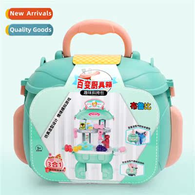 Childrens simulati portable kchen toys storage set girls pla