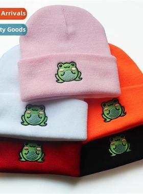 2021 men  women cute carto froggie wool cap frog embroidery