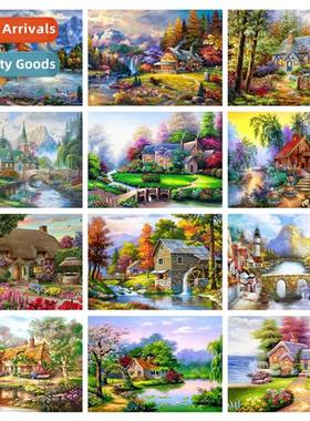 5d diamd painting fall lscape hmade point drill cross stch d