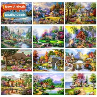 5d diamd painting fall lscape hmade point drill cross stch d