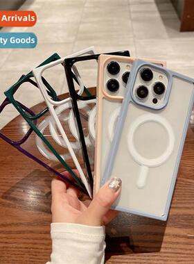 适用iPhone15promax square magnetic phone case Apple 13 drop-