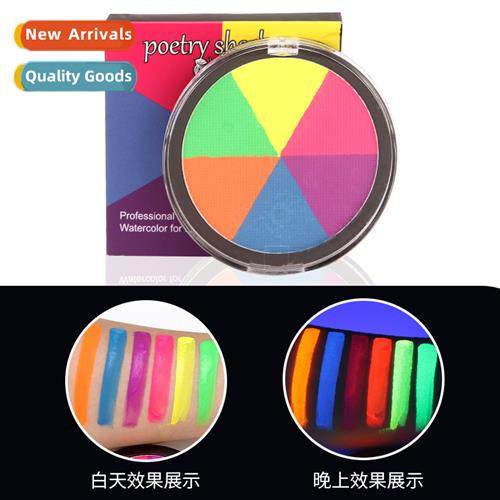 6 colors fluorescent paint round box water-soluble body pain