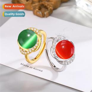 opening adjustable green set cat whe zircia pink Trendy blue