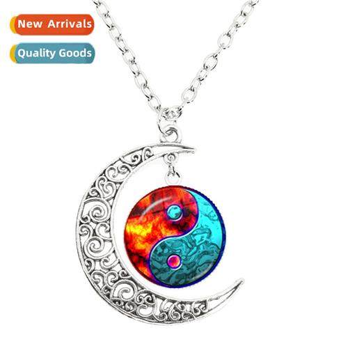 Yin Yang Tai Chi Mo Necklace Mo Drag Dome Glass Pendant Hand