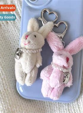 Nerdy girl cute bunny charm plush doll pearl love pendant do