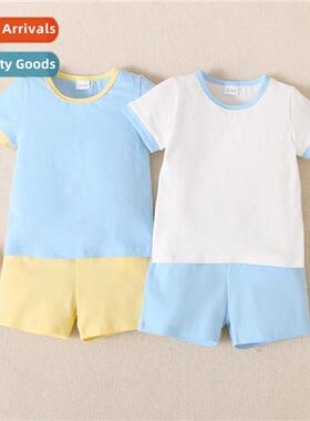 Boys spring  autumn  2022 new n solid color short-sleeved to