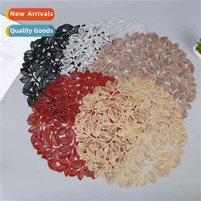 2021 new PVC hot stamping placemats Lou hollow placemats tab