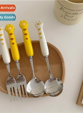 Cute carto ceramic spo fork girl heart home ins style high v