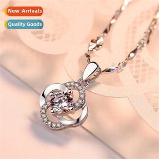 n 925 silver rotating diamd four-leaf clover pendant fashi s