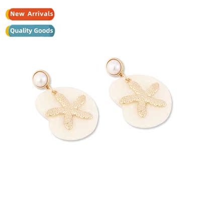 fashi wh high-level   starfish pearl earrings niche design