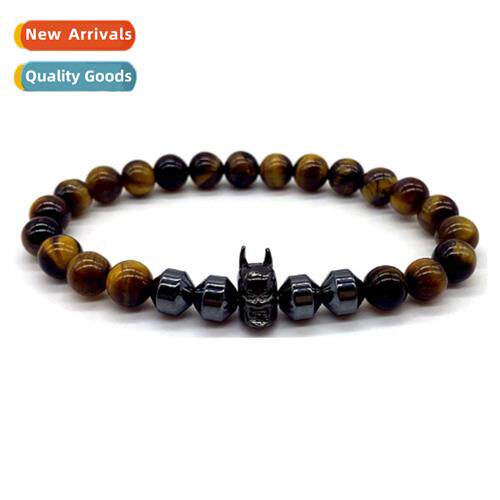 Jewelry Batman Charm Bracelet Mens Handmade 8mm Hemate Tiger
