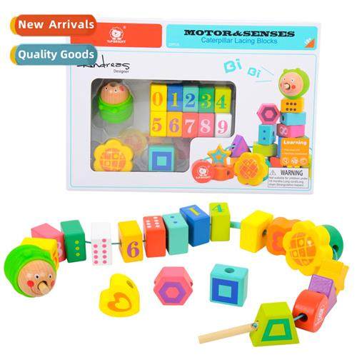 Childrens educatial large particles caterpillar beads wooden