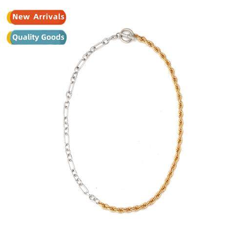 New simple two-color alloy necklace retro fashi threaded col