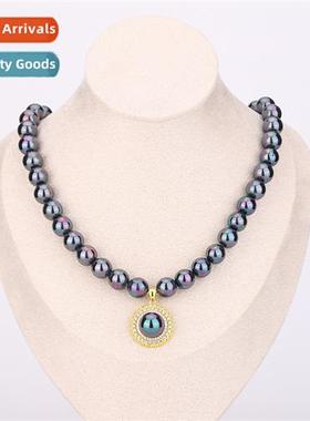 Shell whe pearl collarbe chain wh zirc purple gold colorful