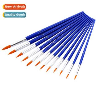 12 Blue Plastic Rods Goose Yellow Nyl Hair Watercolor Brush