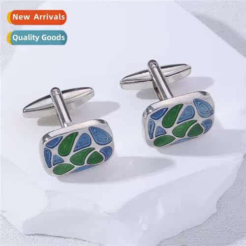 Mens Fashi French Business Square Shell Pattern Cufflinks Al
