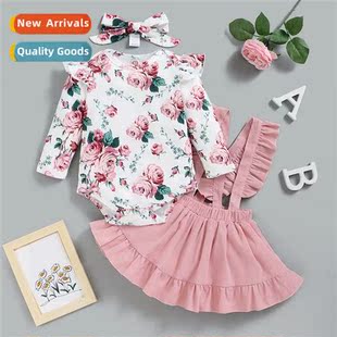 print 2021 sleeved fall new top Girls floral spring