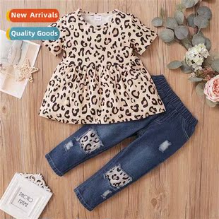 2021 new leopard Girls sleeved fall short blous spring