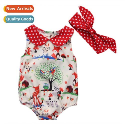 2020 Infant Summer Girls Polka Dot Jumpsu Carto Clos + Headb