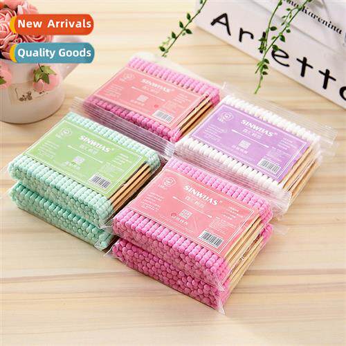 Childrens small head wooden stick ear cott swabs colorful ma