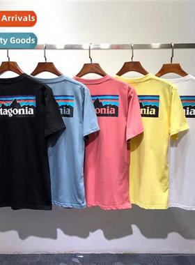 Summer Japanese tide short-sleeved P-6 mountain range printi