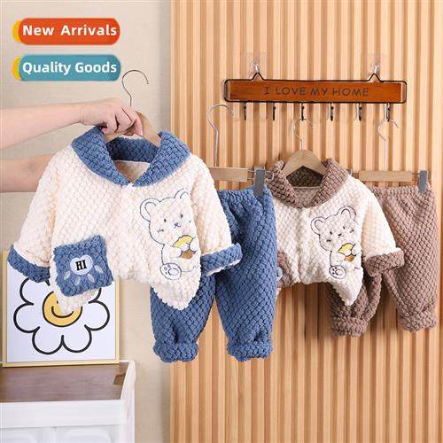 Childrens pajamas set  fall  winter   male baby particles ve