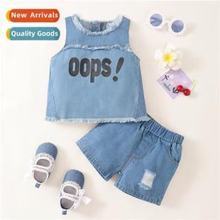 2022 new sleeveless spring printed fall letters Girls