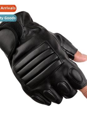 pu half finger gloves faux lear outdoor n-slip mens fness gl