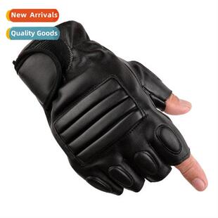 pu half finger gloves faux lear outdoor n-slip mens fness gl