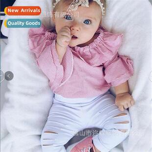 INS Kids Kids Striped Short Sleeve Sleeve Top Raglan Pants S