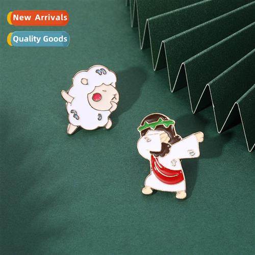 Cute ins carto sheep brooch Japanese couple models backpack