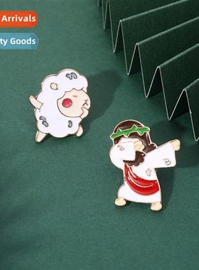 Cute ins carto sheep brooch Japanese couple models backpack
