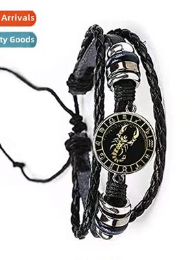 Lear Rope Bracelet Cstellati PU Lear Bracelet Hand-Woven Men