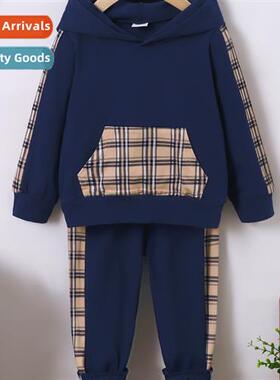 Boys spring  autumn  2023 new n plaid printed lg-sleeved top