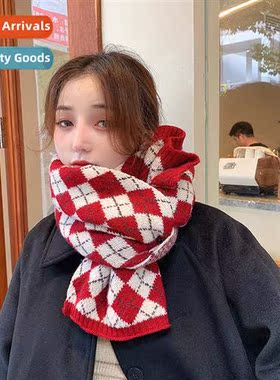 Scarf 2021 winter new Japanese diamd plaid children Korean v