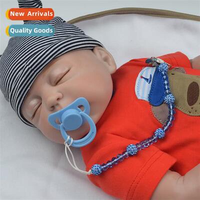 Pacifier Clip Heart-shaped Crystal Beads Pacifier Chain Anti