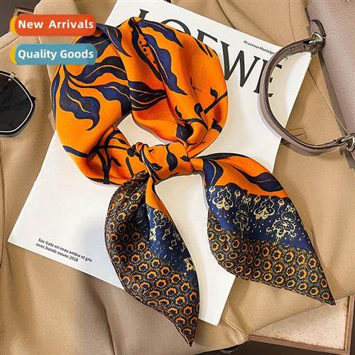 Korean versi   retro printing silk scarf female fashi simula