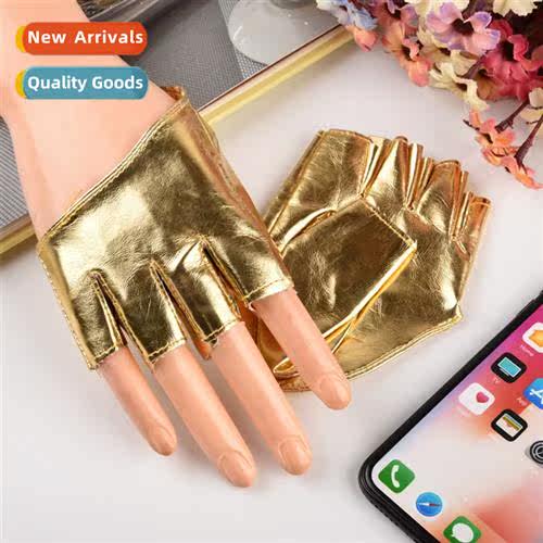 Half finger gloves pu ladies DS half palm half finger gloves