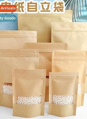 HD open window kraft paper bags st-up self-sealing bags food