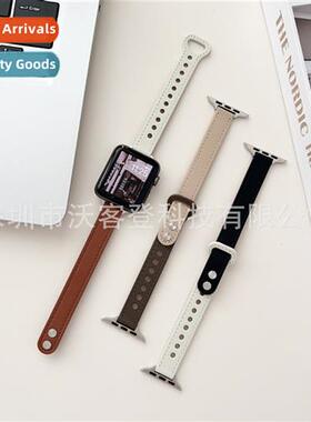 适用apple double studs skinny color blocking leather strap a