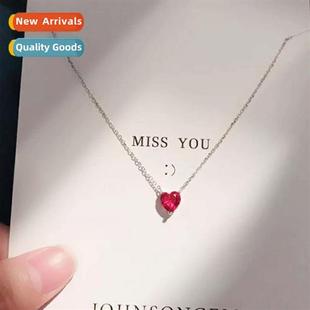 red heart necklace corundum plated female cryst silver