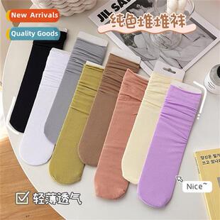 female spring summer Ice stacking socks velvet ice