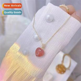 necklace crystal female niche pink Natural ins strawberry