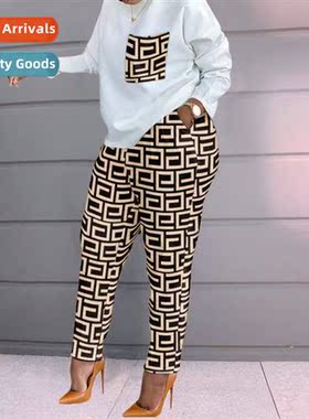 Womens spring new fashi printing lg-sleeved big yards loose