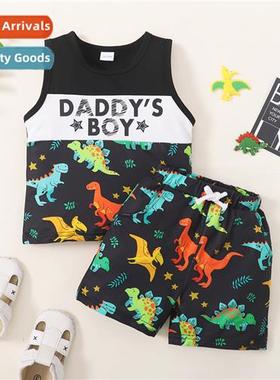 Boys spring  fall  2023 new n dinosaur print sleeveless top