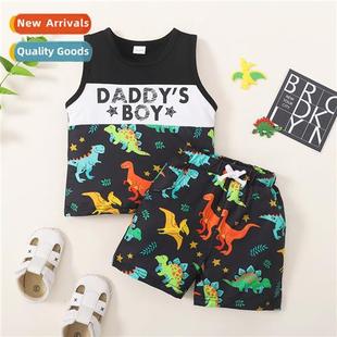 2023 new sleeveless spring top print fall dinosaur Boys