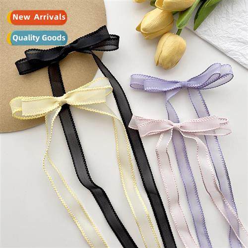 Pink bow ribb hair clips ins Korean sweet girl lg secti brai