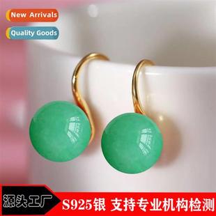 jadee green Dgling S925 earrings silver jade female sterling