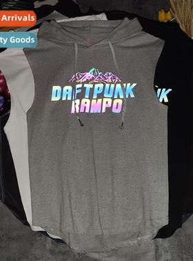 RAMPO natial tide  reflective undershirt summer loose hooded