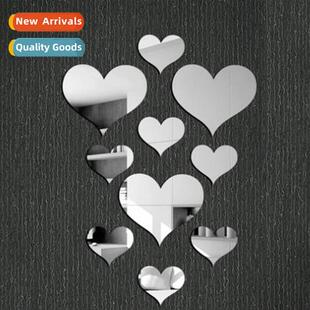 Home Love heart mirror wall stickers decorative background w